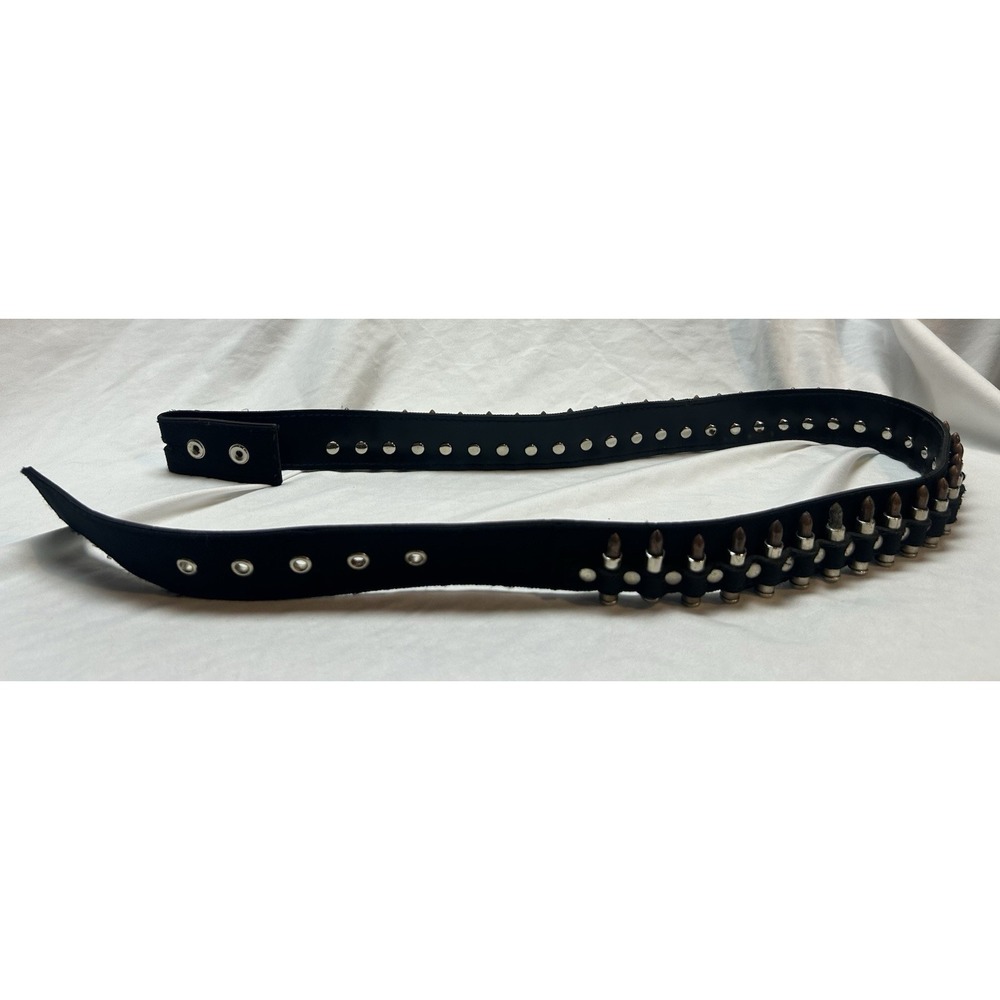 Faux Leather & Fabric Bullet Belt Size 36 No Buckle Punk Metal Rave Goth